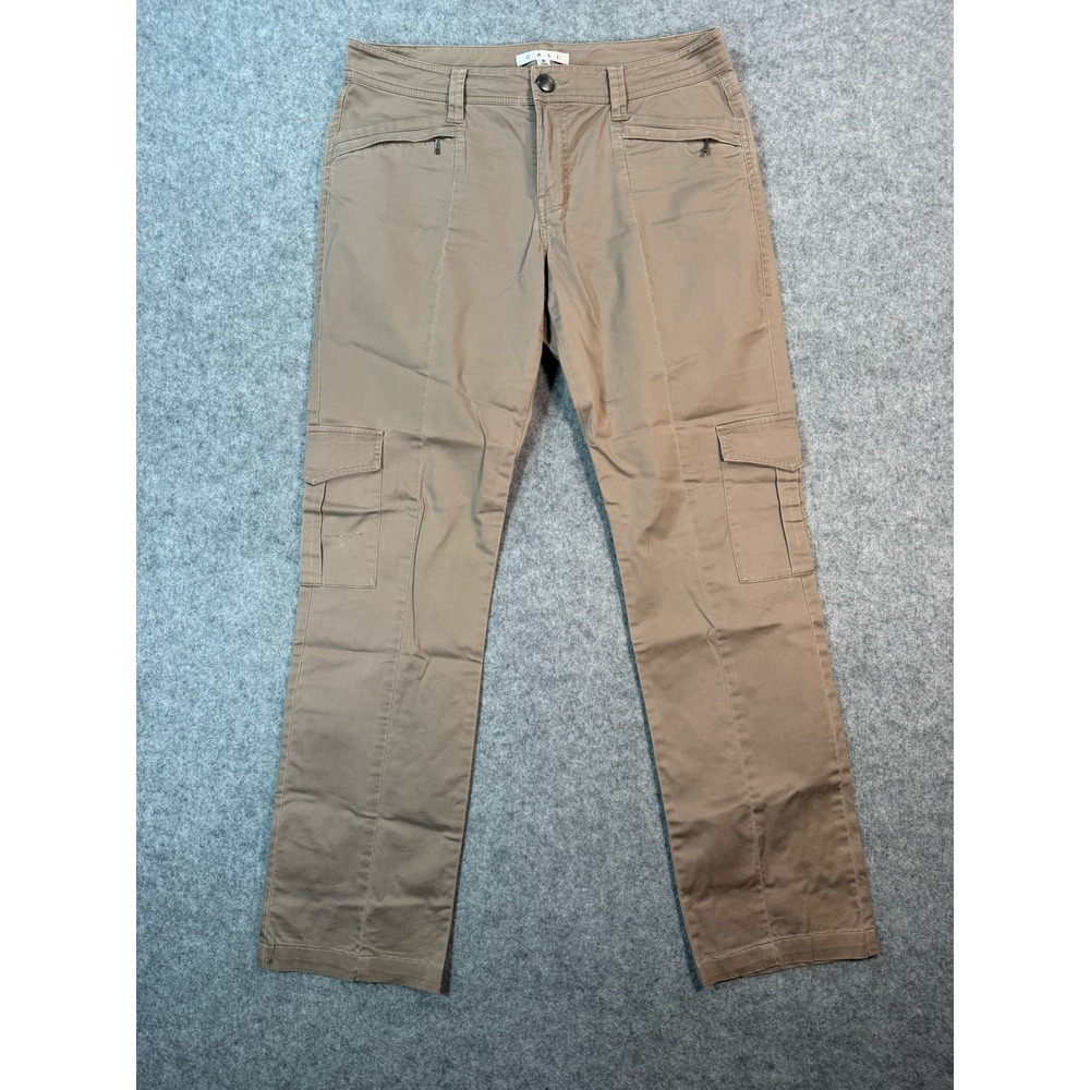 Cabi Womens Tan Khaki Cargo Pants Straight Leg Multi Pocket Size 6